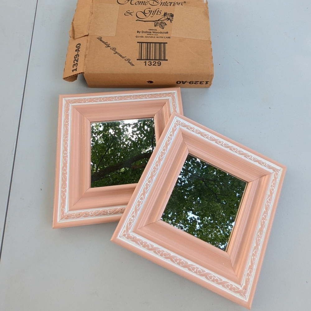 2 Vintage Square Wall Mirrors